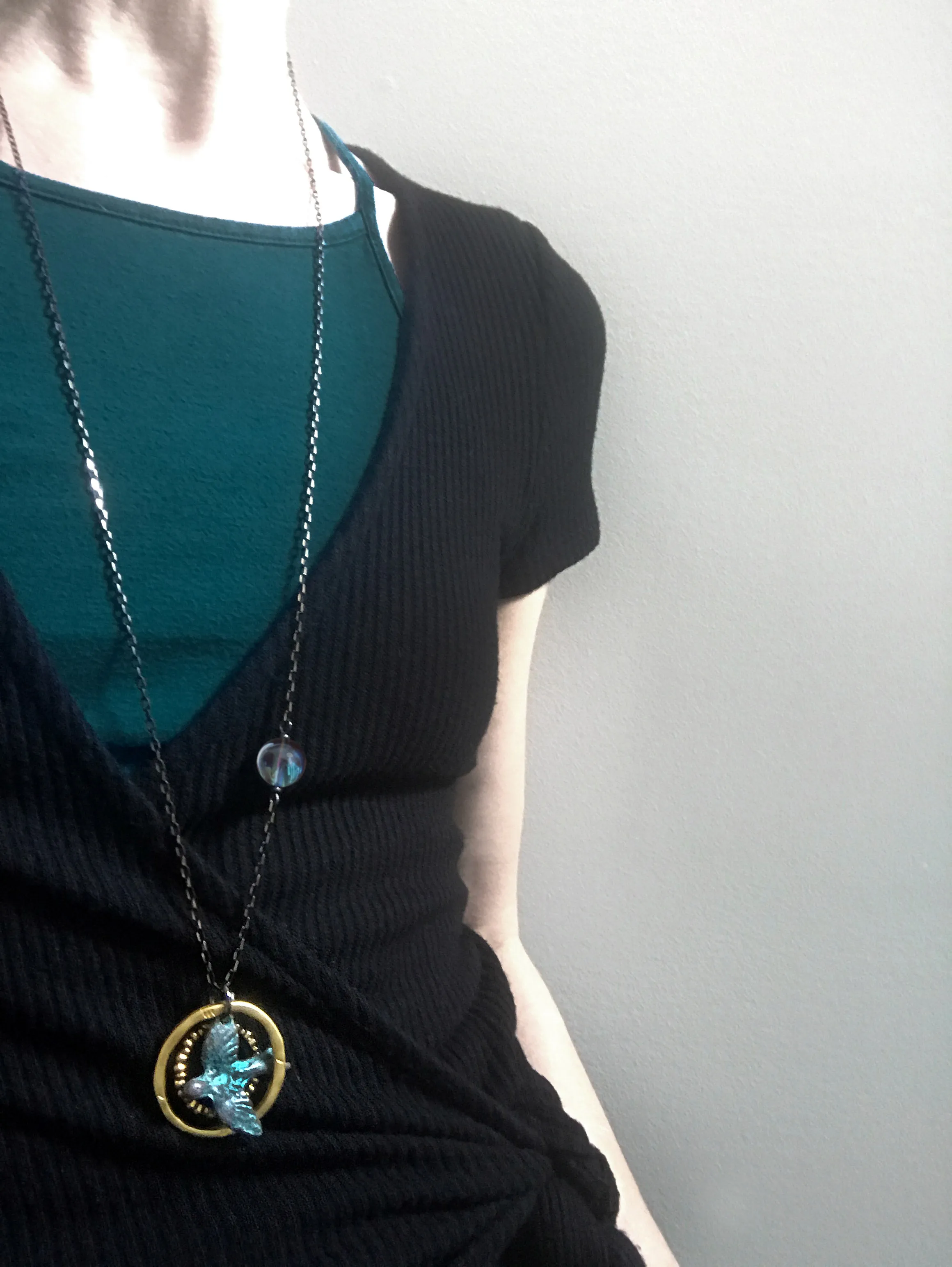 FREE SPIRIT - Flying Bird Pendant Necklace with Earthy Patina
