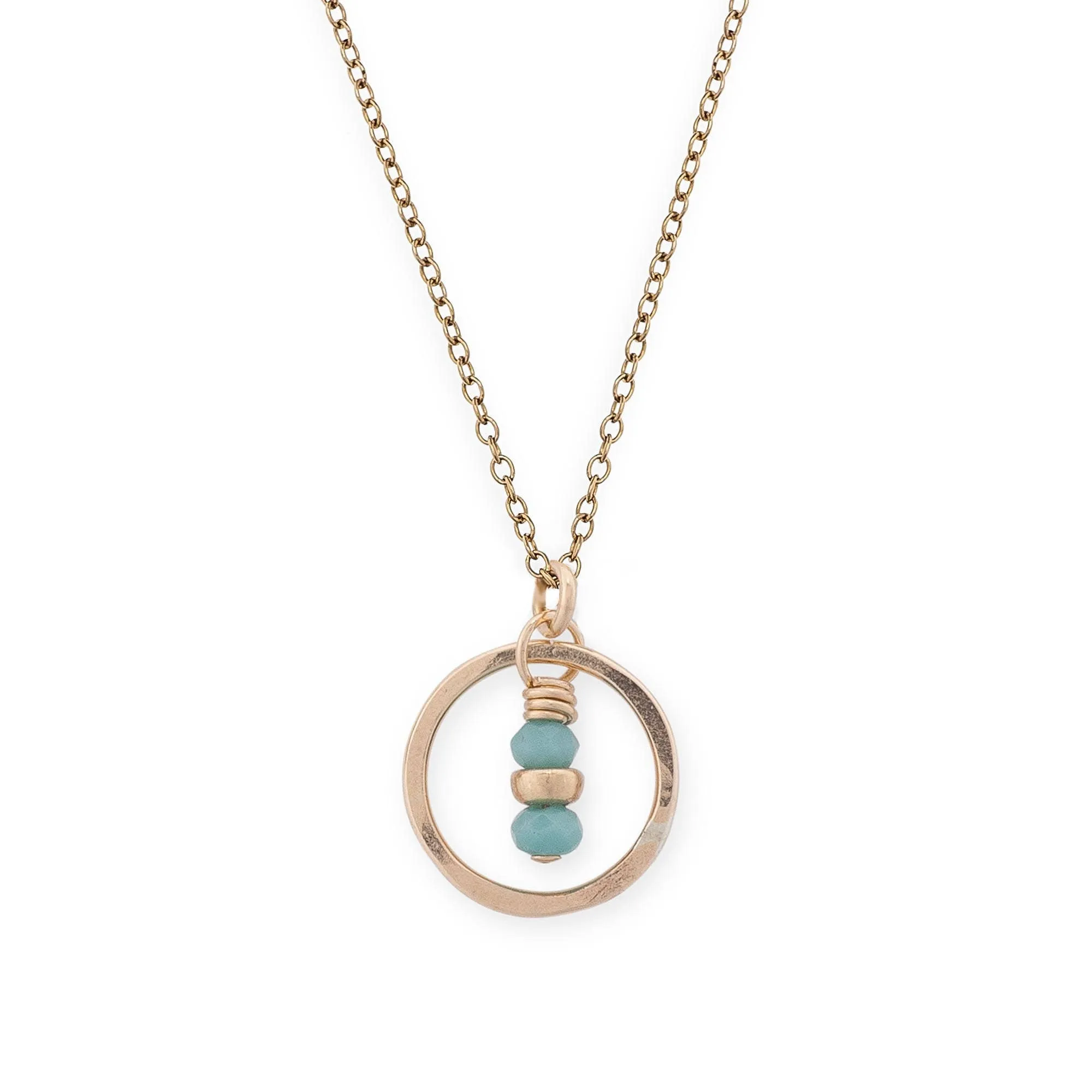 Freshie & Zero - Seedling Tiny Gold Circle Necklace with Turquoise Crystals