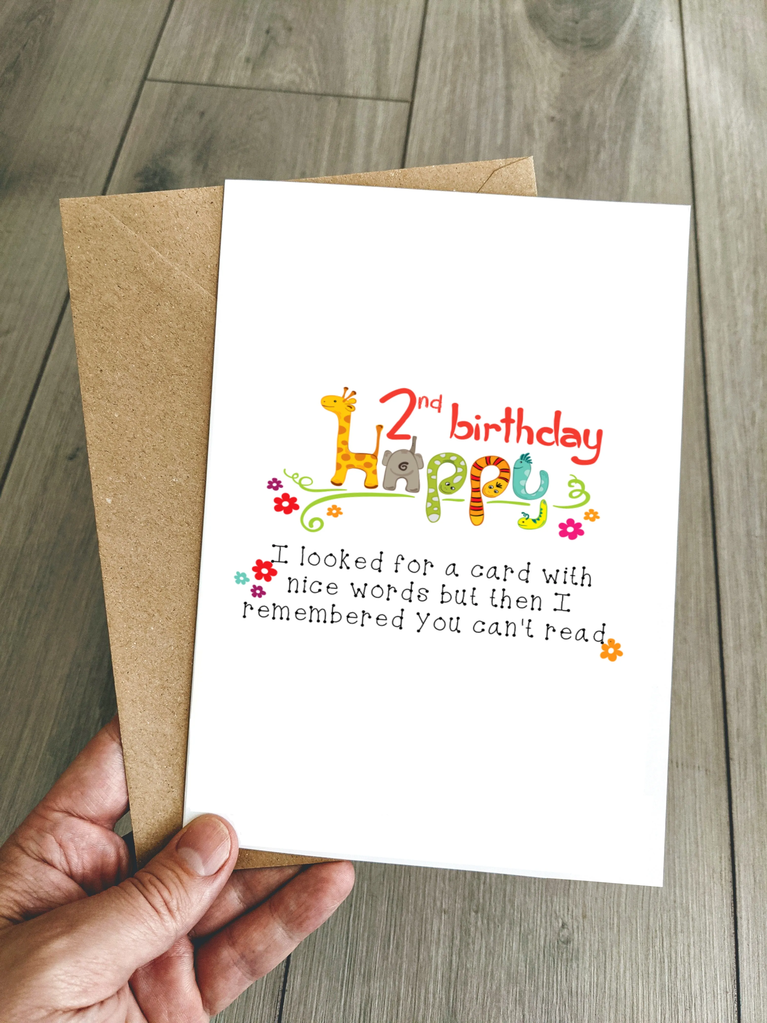 Funny Children's 2nd Birthday Card - You Can't Read!