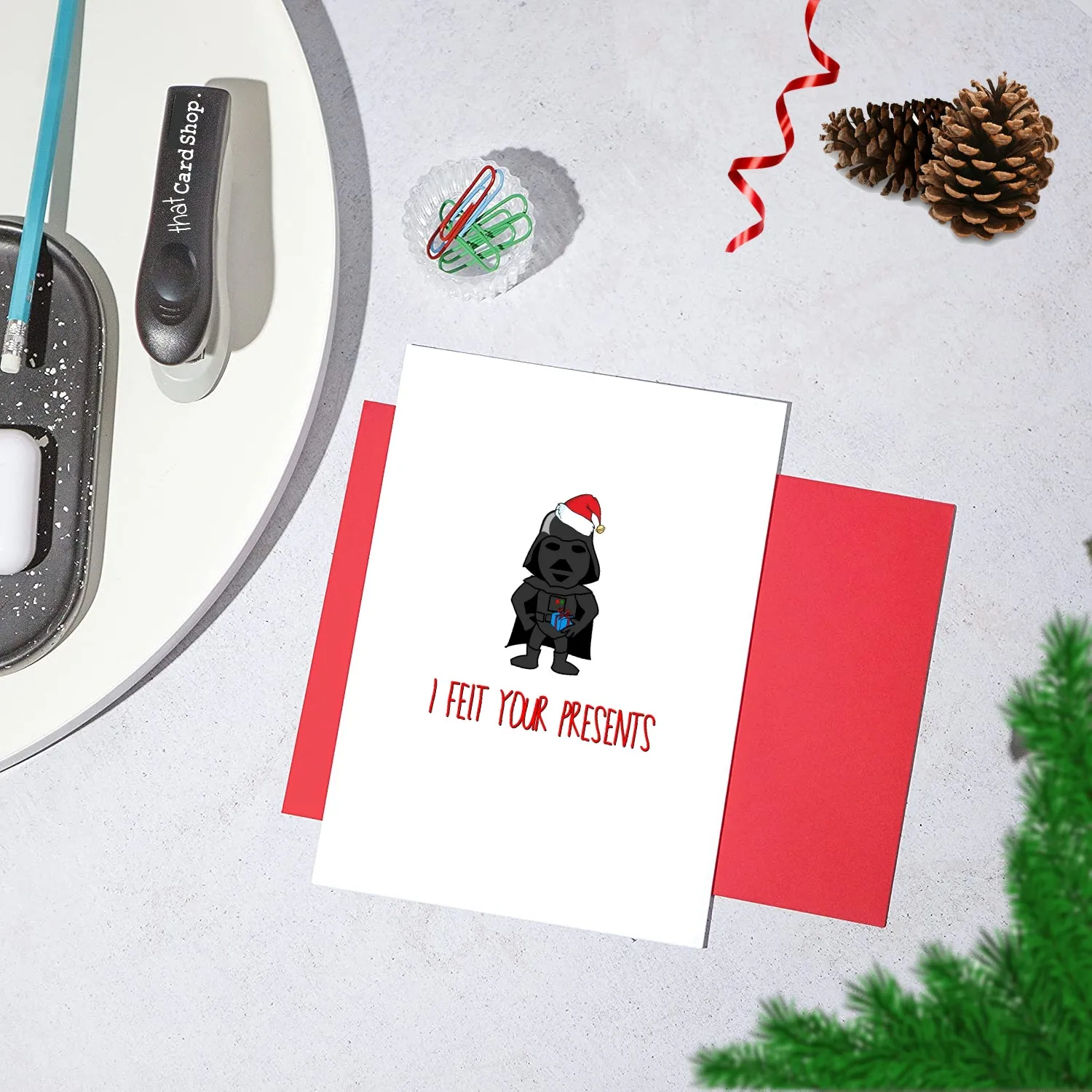 Funny STAR WARS Christmas Card - Darth Vader felt your presents