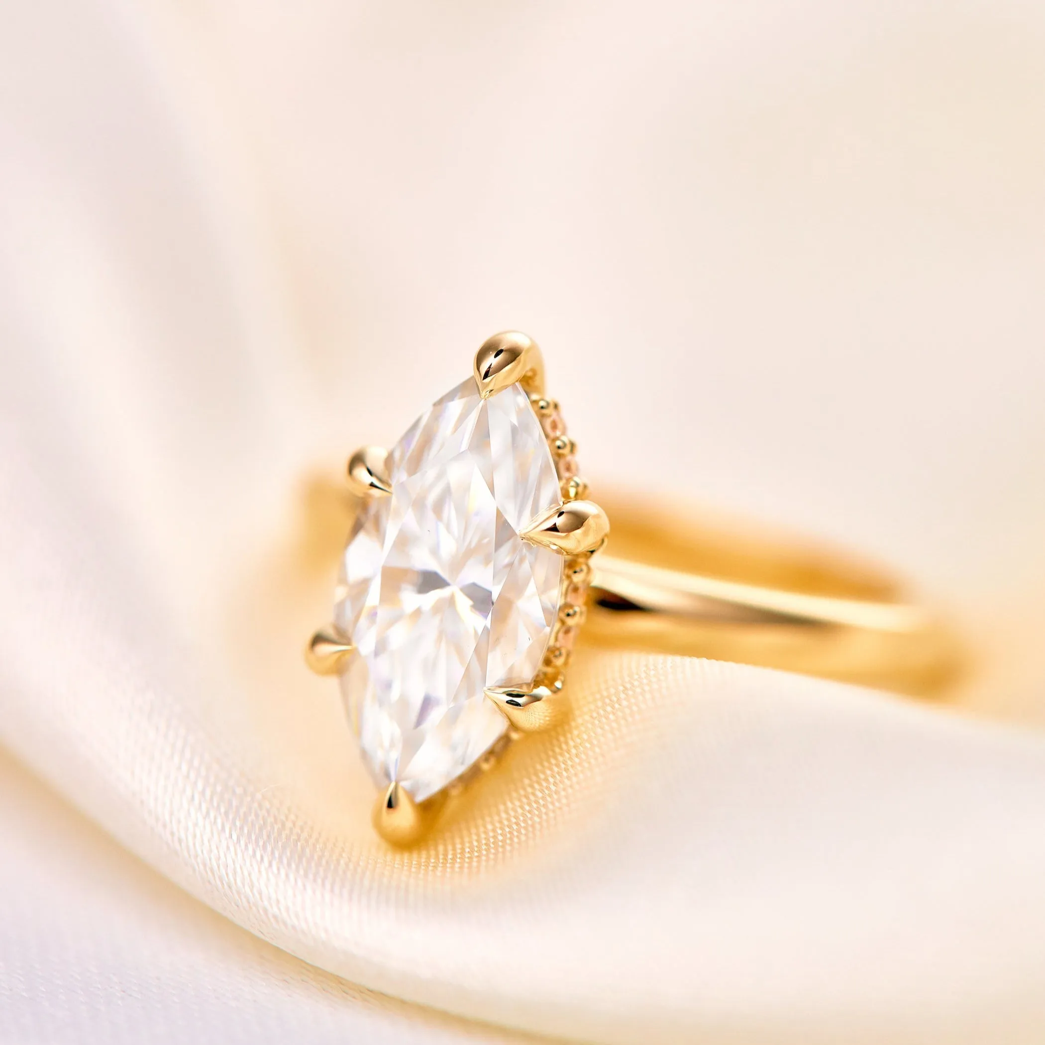 Gabriella Hidden Halo Marquise Cut Moissanite Engagement Ring