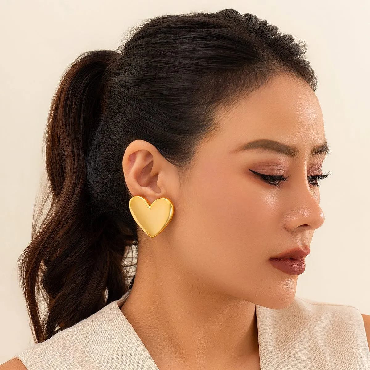 Geometric Glossy Heart Earrings