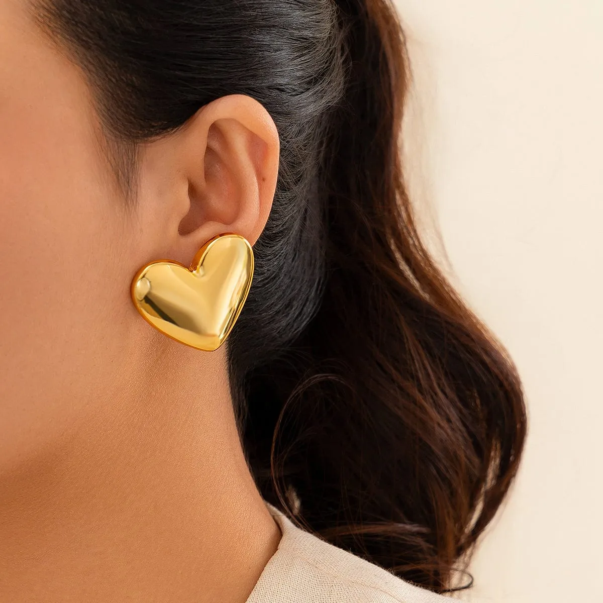 Geometric Glossy Heart Earrings