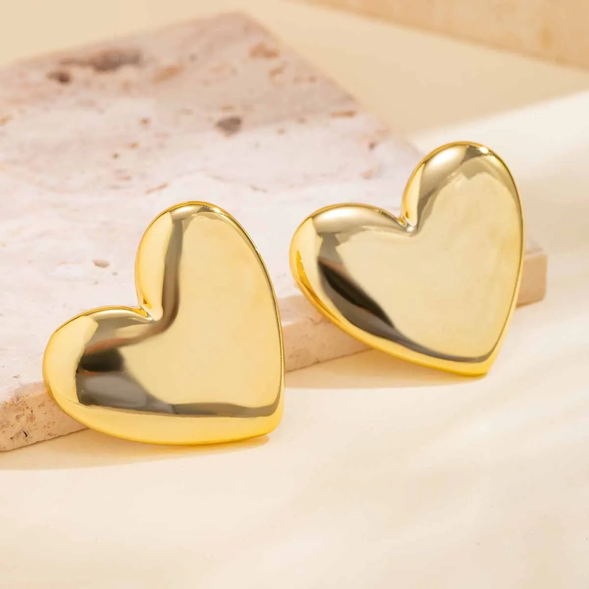 Geometric Glossy Heart Earrings
