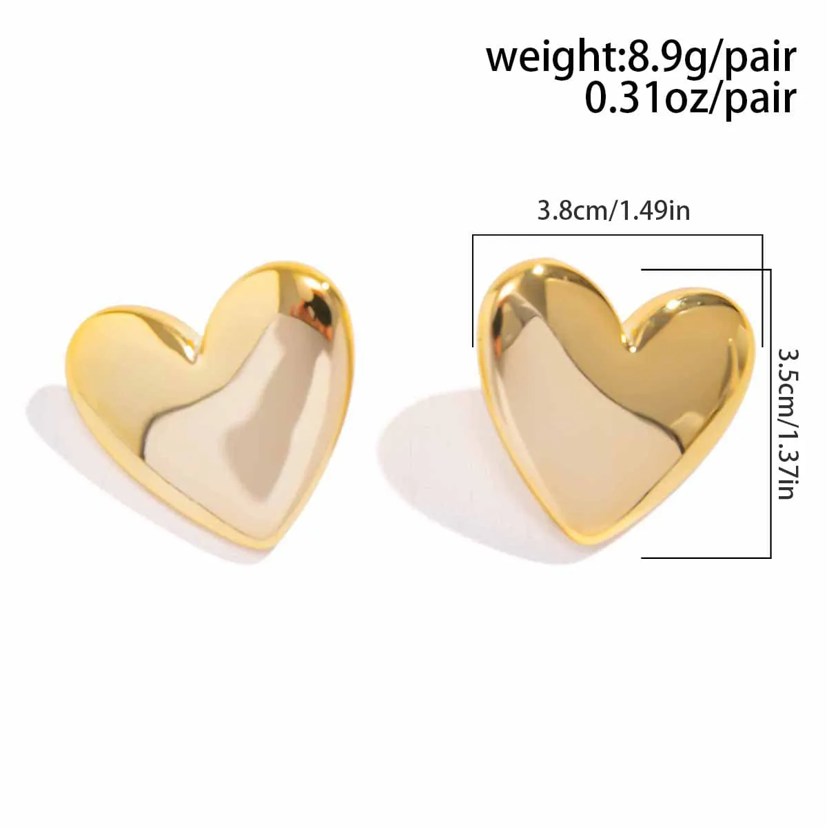 Geometric Glossy Heart Earrings