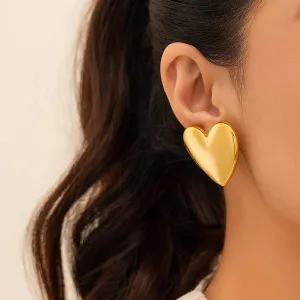 Geometric Glossy Heart Earrings