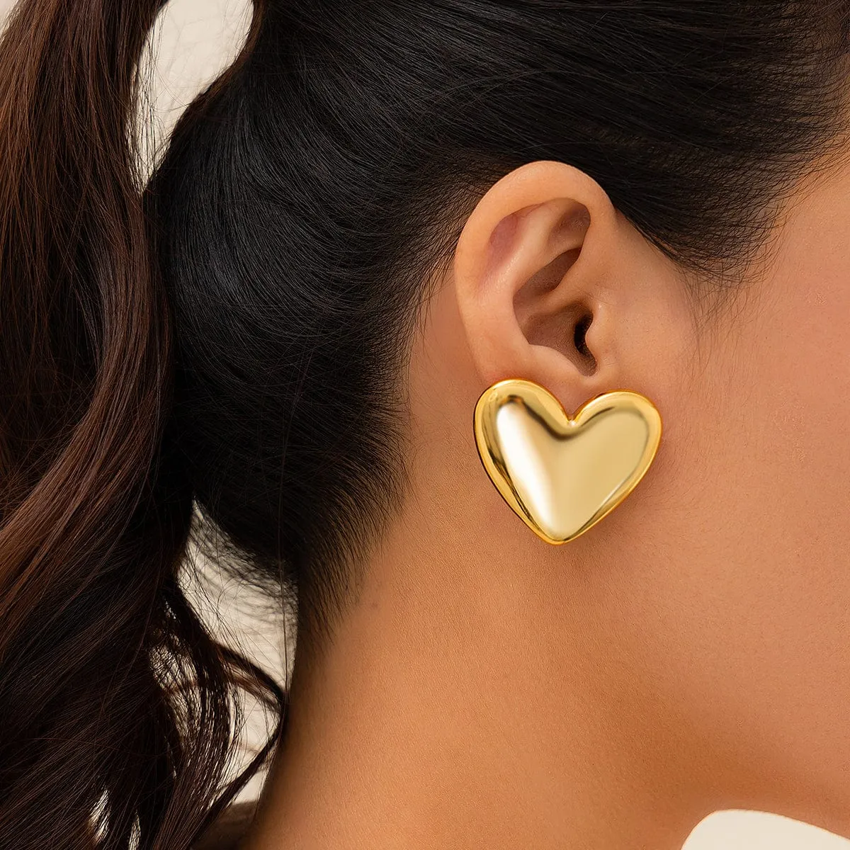 Geometric Glossy Heart Earrings