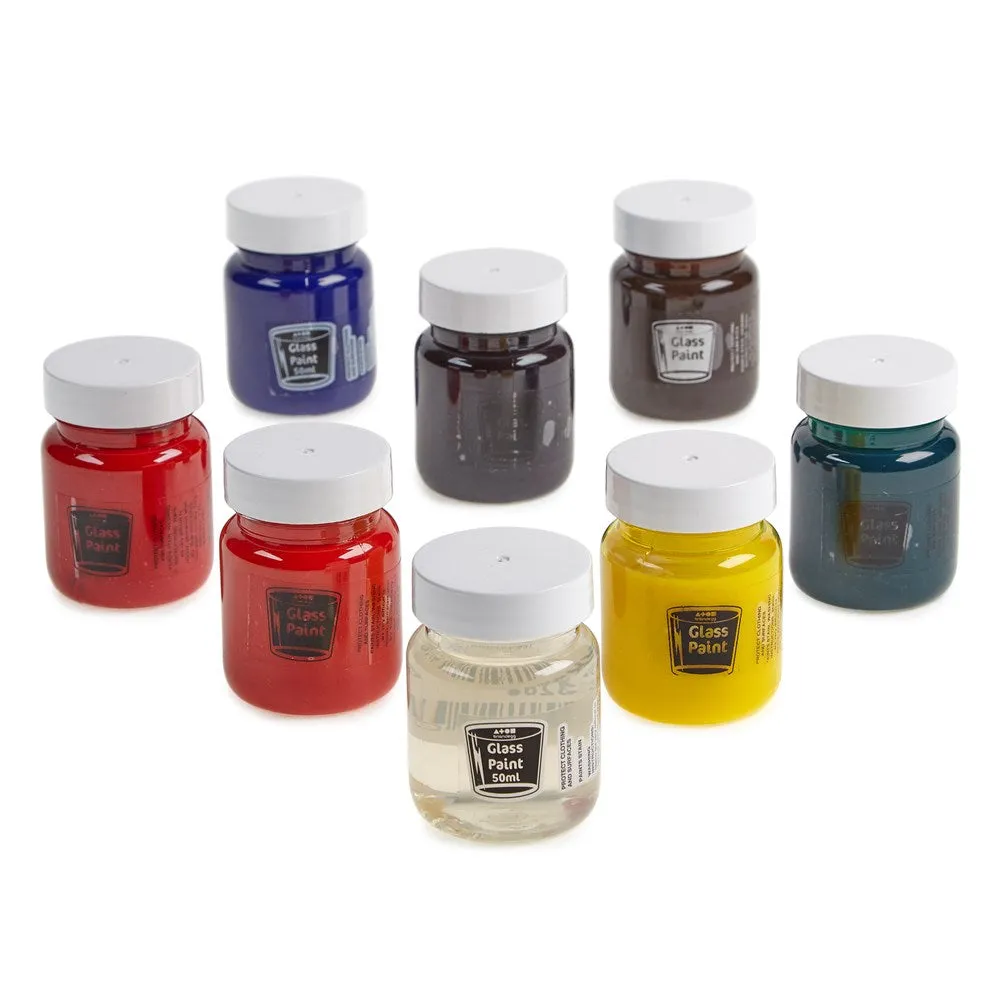 Glass Paint Assorted Standard Colours 8 x 50ml Tubs