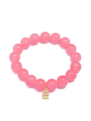 Glossy Glass Bead Stretch Bracelet - Pink