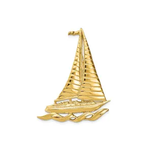 Glossy Sailboat on Waves Pendant (14K)
