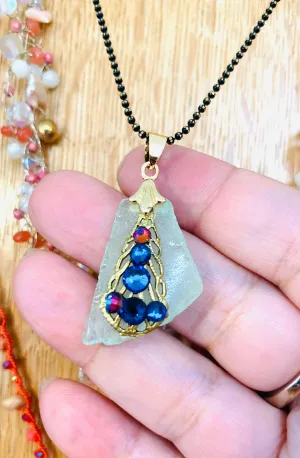 Gloucester Sea Glass and Crystal Necklace