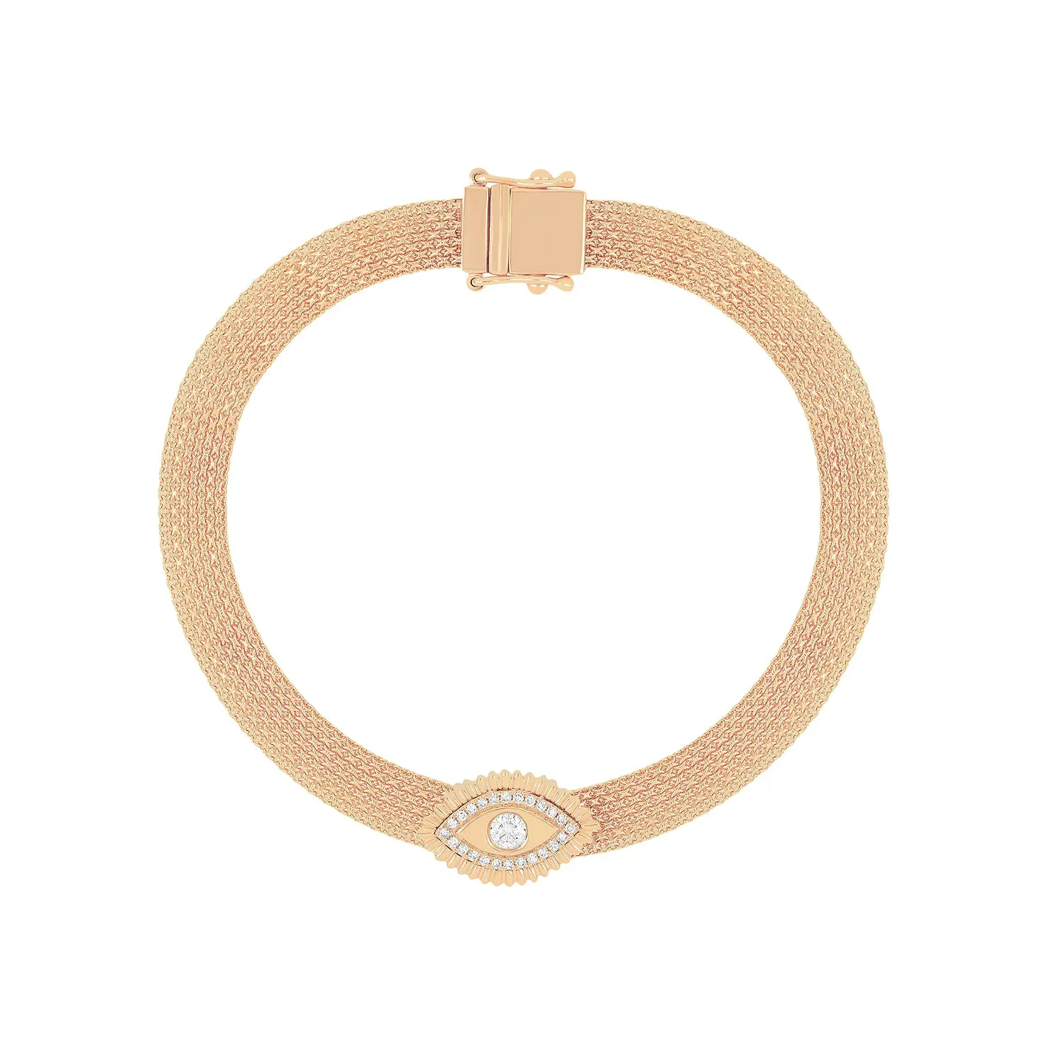 Gold & Diamond Evil Eye Protection Mesh Bracelet