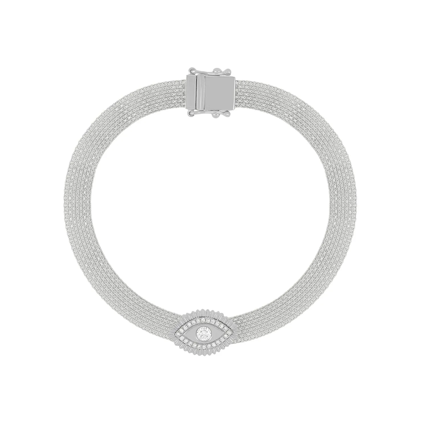 Gold & Diamond Evil Eye Protection Mesh Bracelet