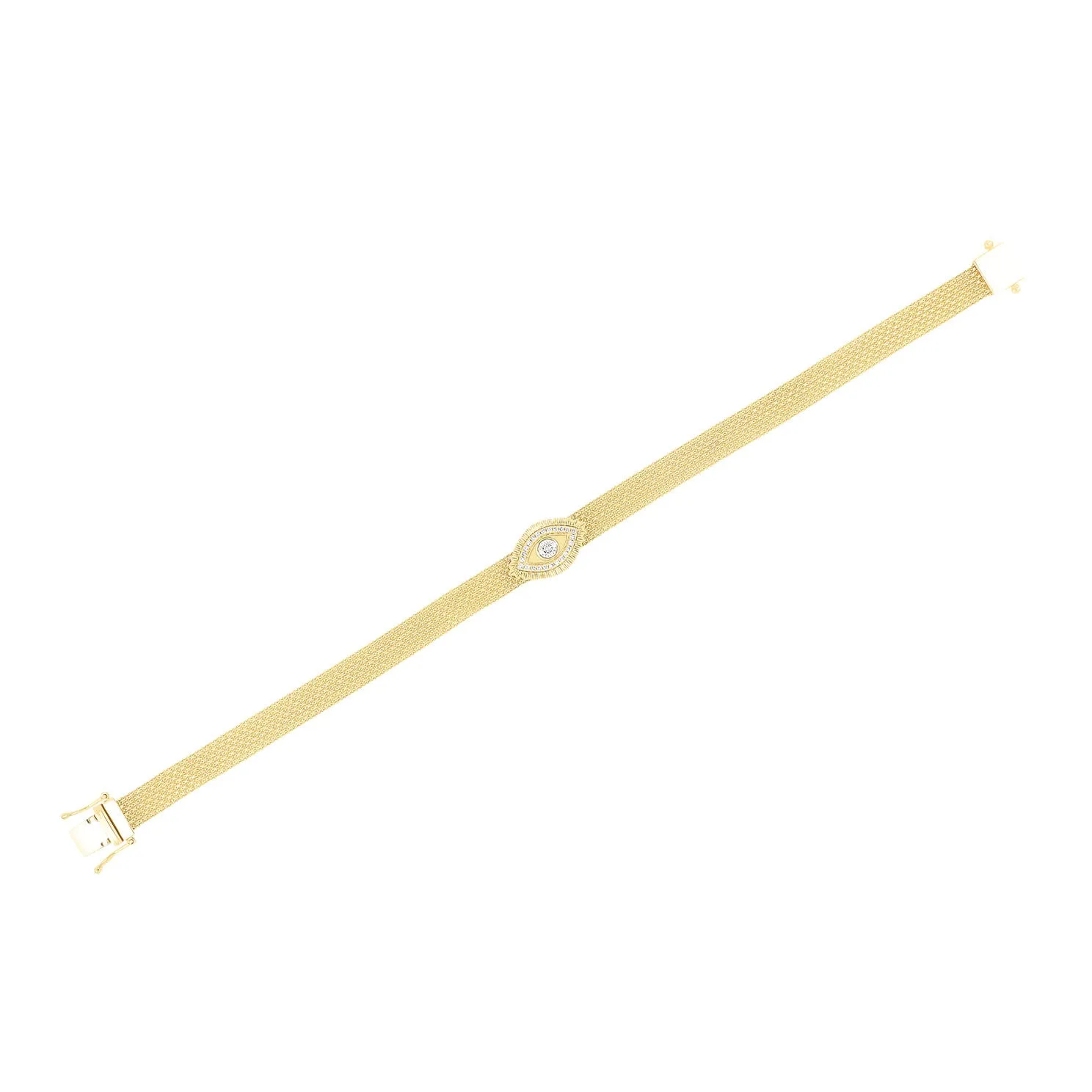 Gold & Diamond Evil Eye Protection Mesh Bracelet