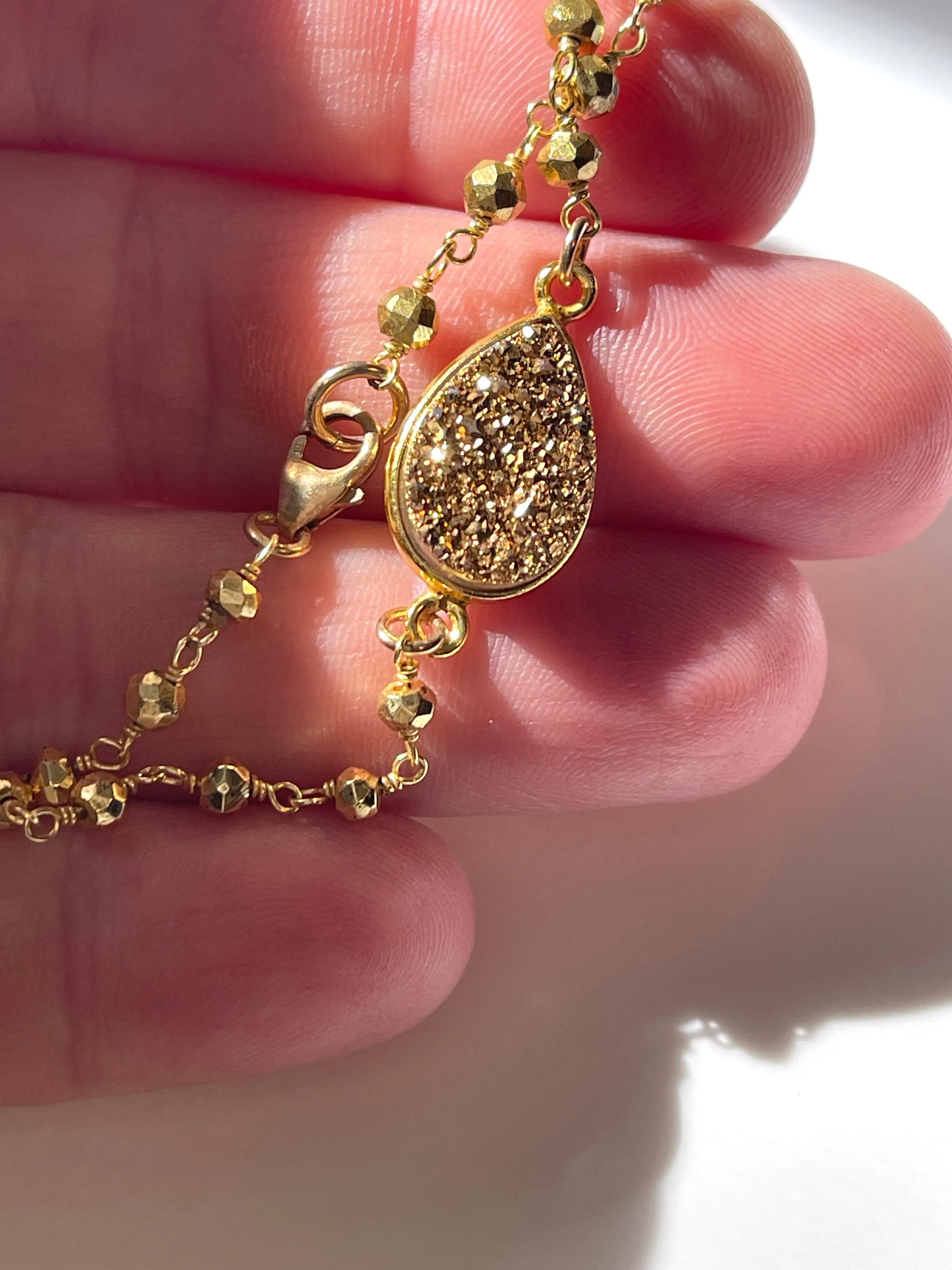 Gold Druzy and Pyrite Bracelet