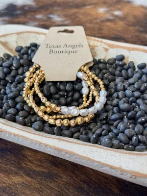 Gold Pearl Stretchy Bracelet
