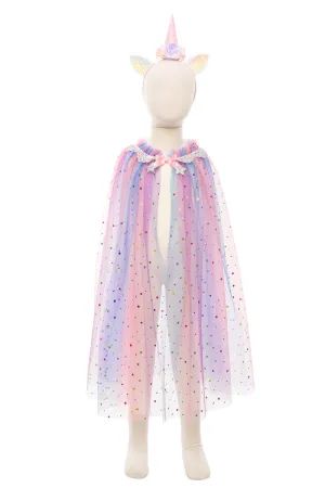 Great Pretenders Rainbow Unicorn Cape & Headband, Multi, Size 4-6