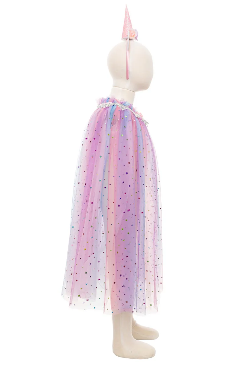 Great Pretenders Rainbow Unicorn Cape & Headband, Multi, Size 4-6
