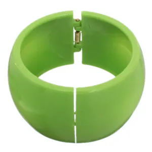Green Glossy Hinged Bangle Bracelet