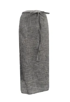 GREY TWEED MAXI WRAP SKIRT