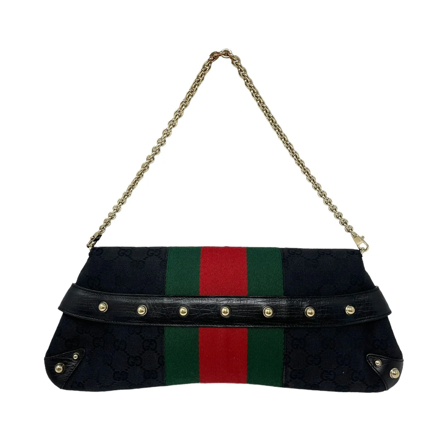 Gucci Black Horsebit Logo Shoulder Bag