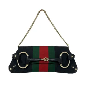 Gucci Black Horsebit Logo Shoulder Bag