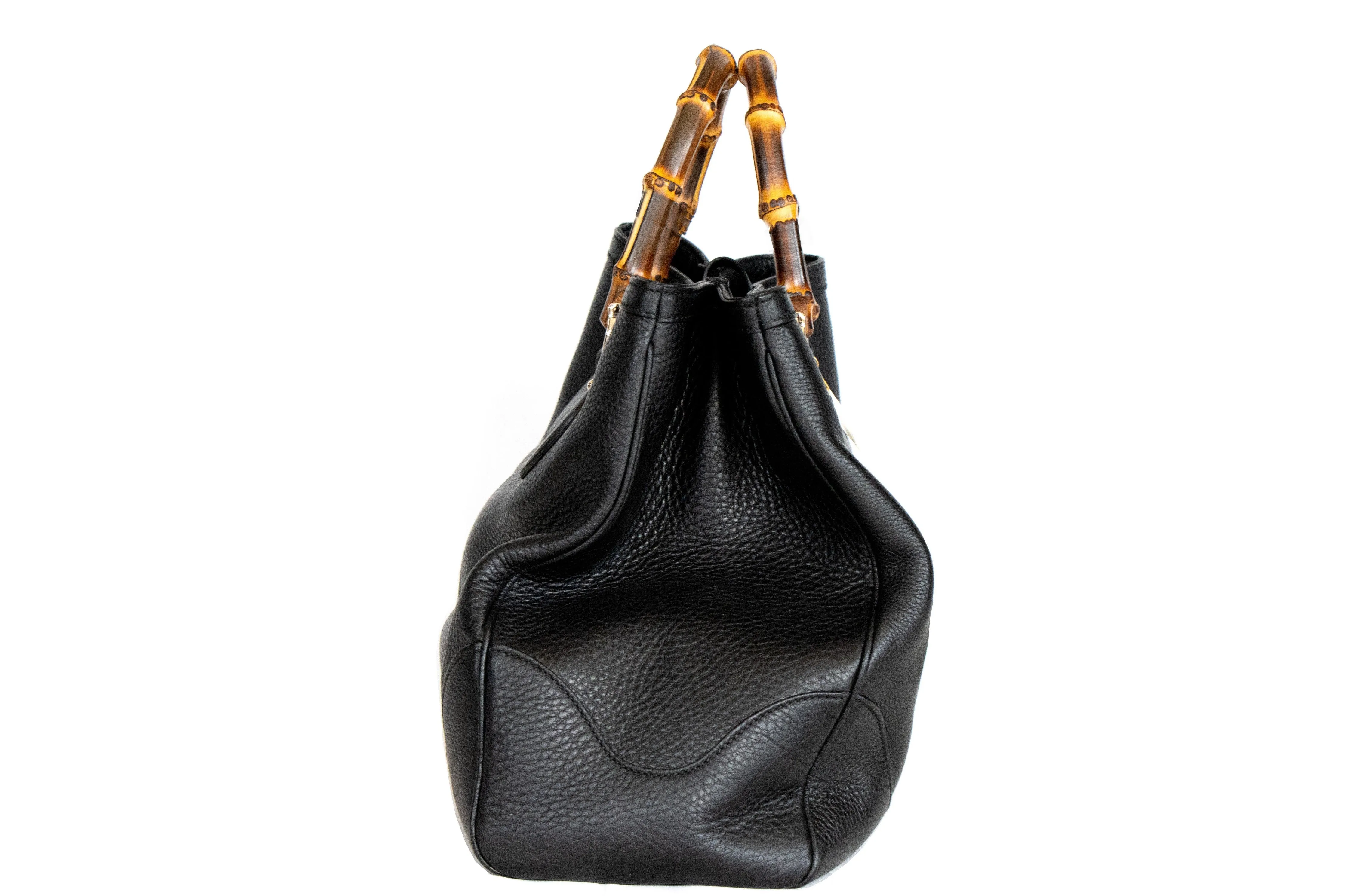 Gucci Diana Bamboo Top Handle Medium Tote Leather Black