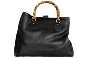 Gucci Diana Bamboo Top Handle Medium Tote Leather Black