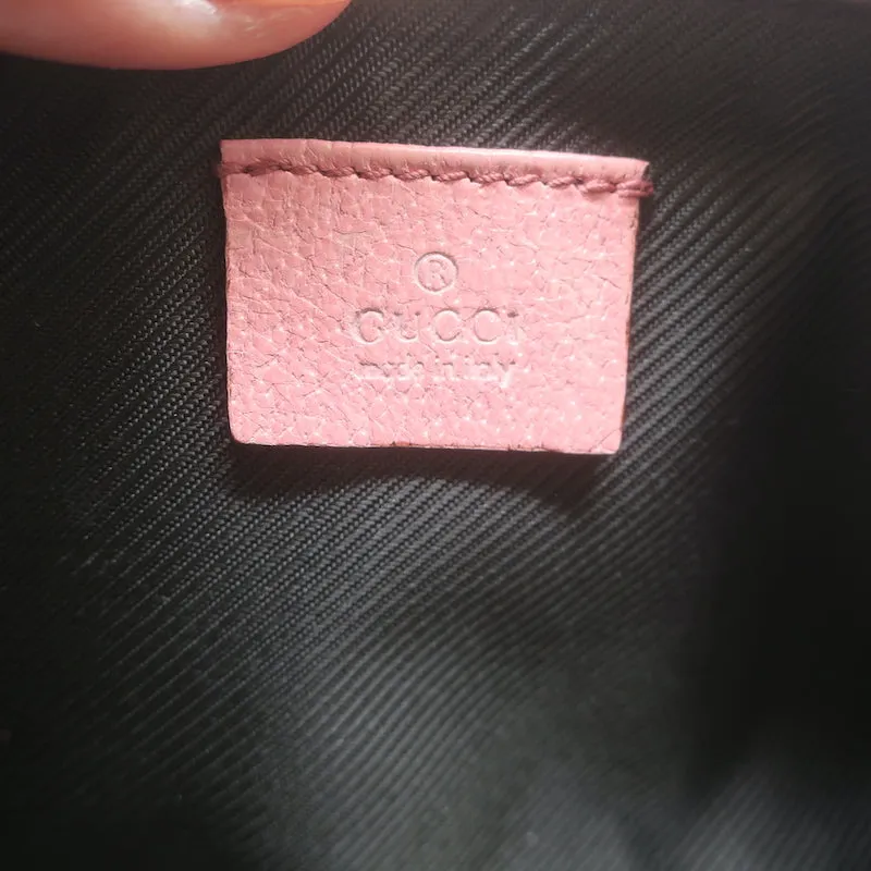 Gucci GG Boat Pochette Pink Leather-Trim Beige Canvas Mini Shoulder Bag
