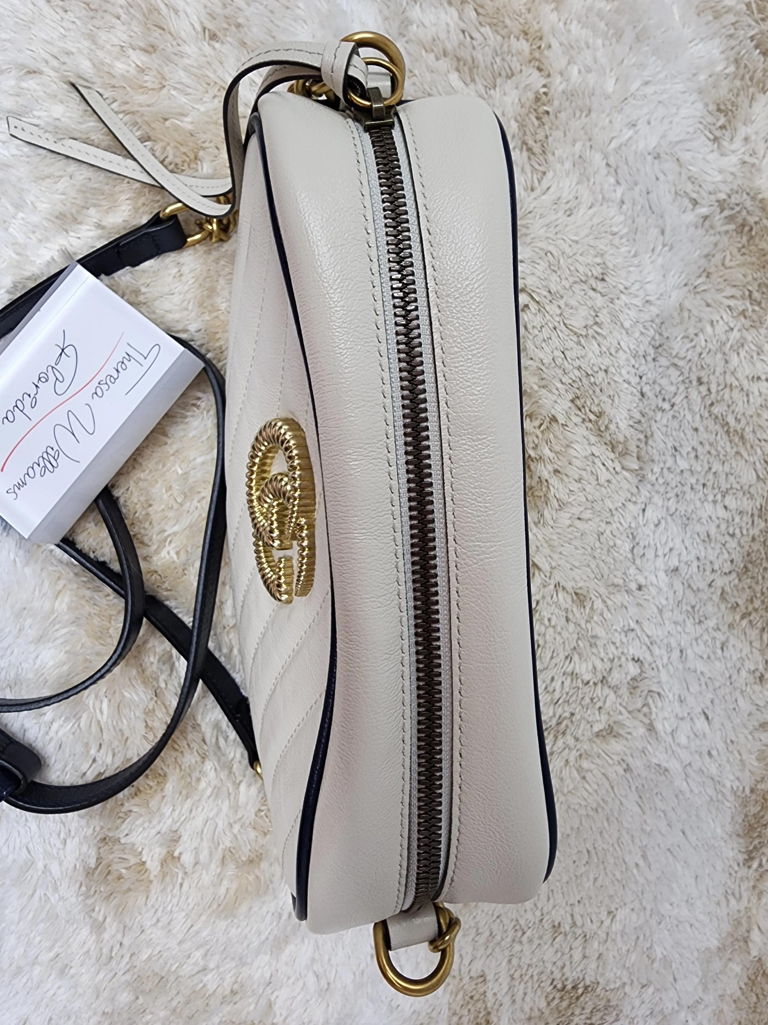 GUCCI MARMONT WHITE/ NAVY SMALL CROSSBODY