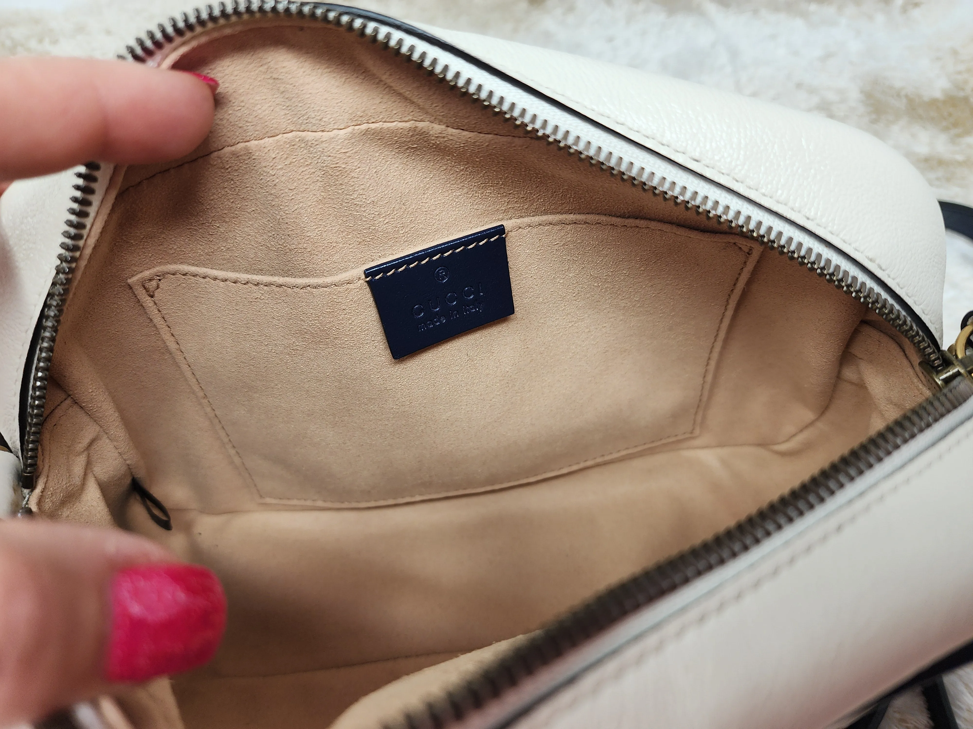GUCCI MARMONT WHITE/ NAVY SMALL CROSSBODY
