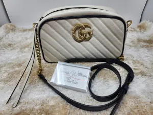 GUCCI MARMONT WHITE/ NAVY SMALL CROSSBODY