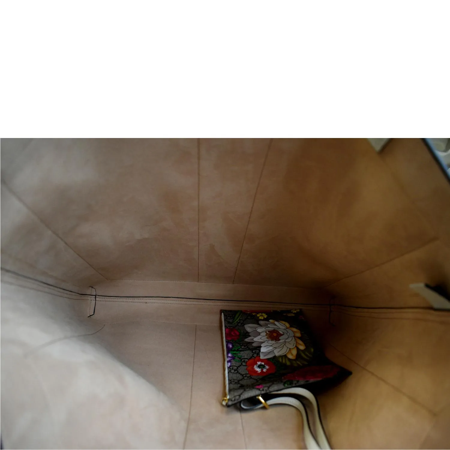 GUCCI Ophidia GG Flora Vertical Shopping Tote Bag White 519335