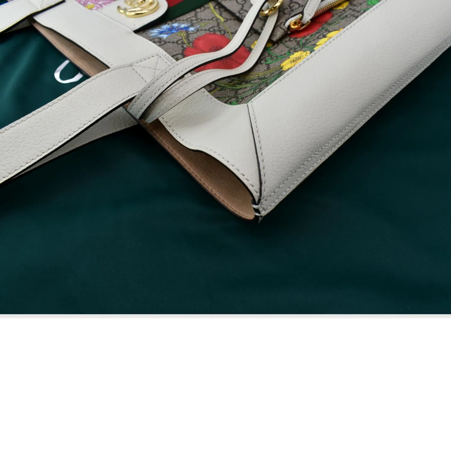 GUCCI Ophidia GG Flora Vertical Shopping Tote Bag White 519335