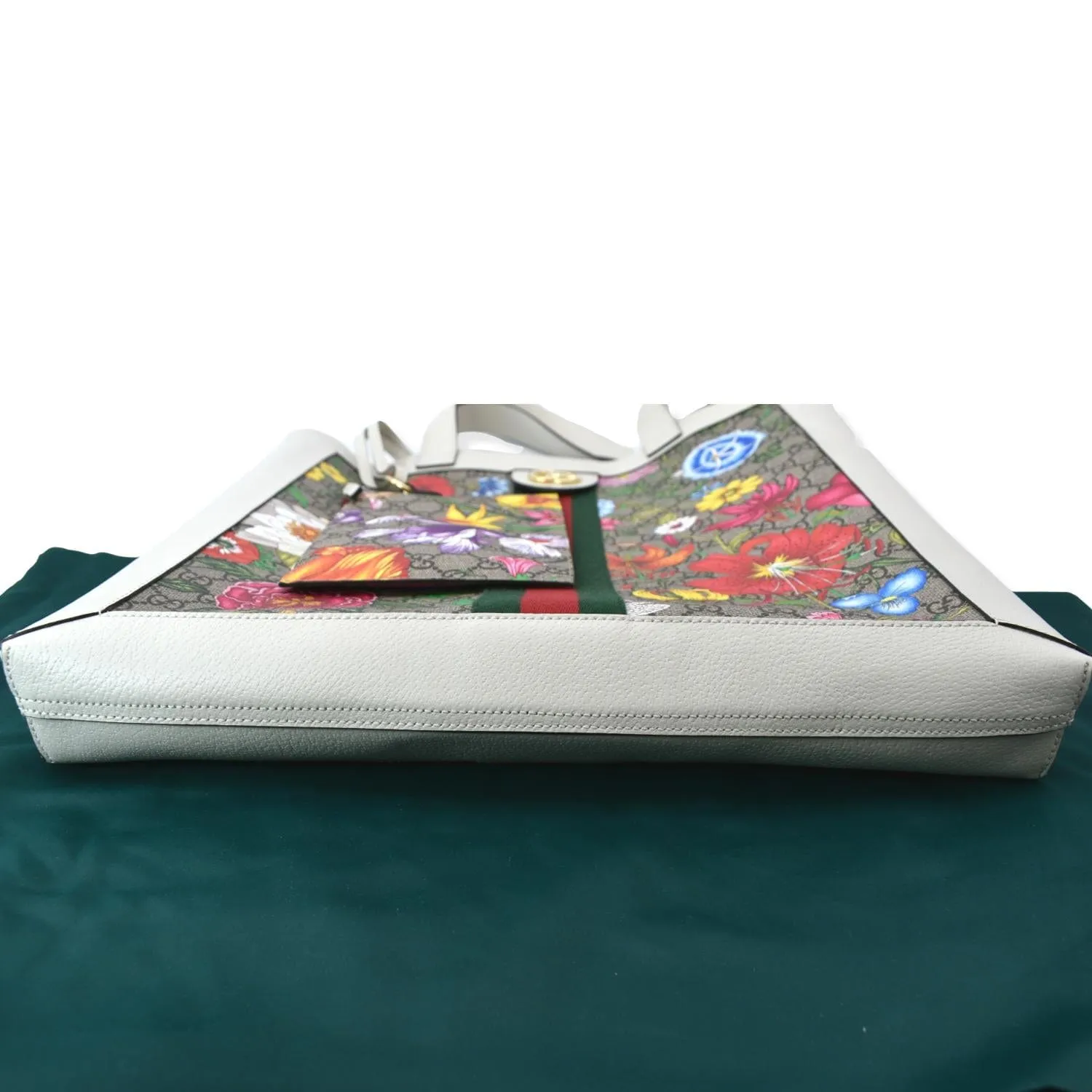 GUCCI Ophidia GG Flora Vertical Shopping Tote Bag White 519335