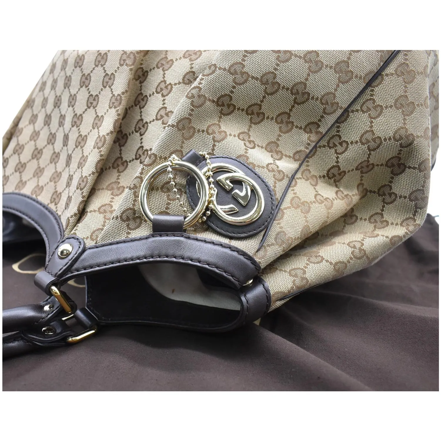 GUCCI Sukey Large GG Canvas Tote Bag Black 211943