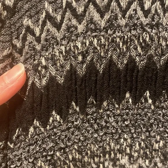 Hale Bob Black and Gray Stretchy Chevron Knit Dress