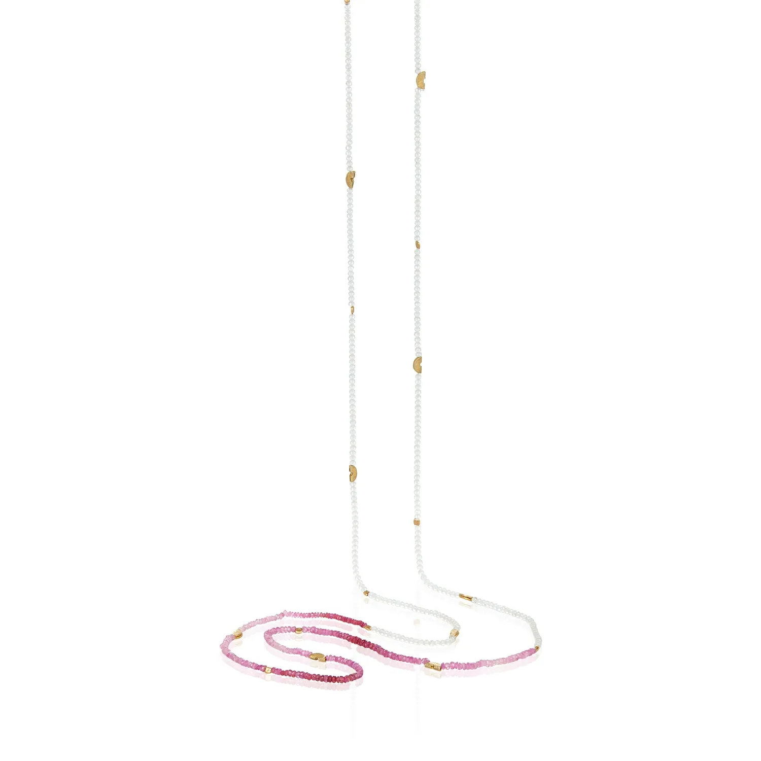 Half Moon Long Strand Necklace - Ruby