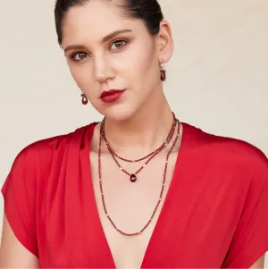 Half Moon Long Strand Necklace - Ruby