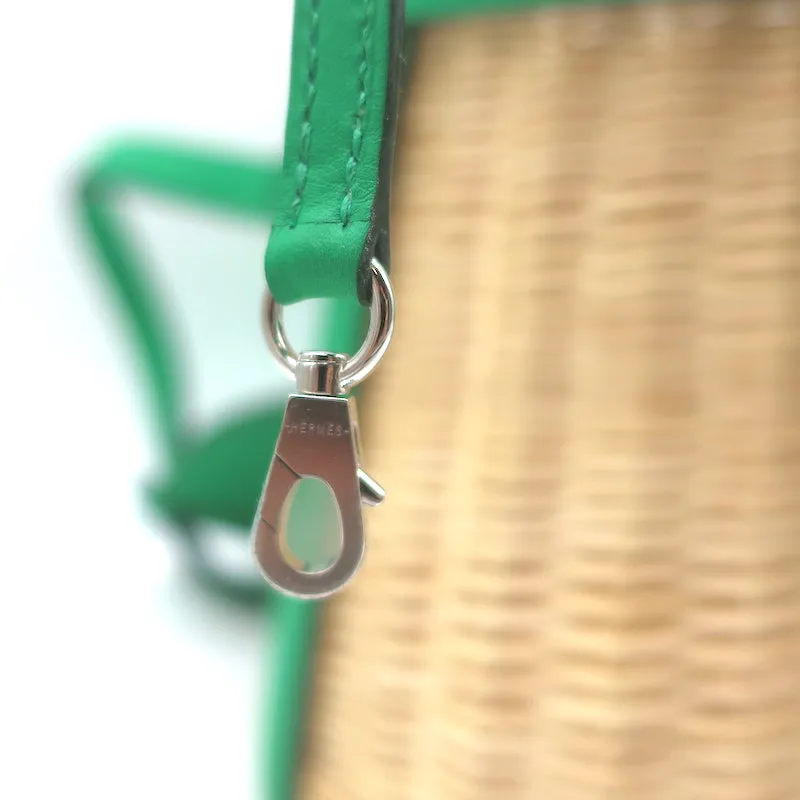 Hermes Farming Picnic Bag Osier Wicker & Menthe Swift Leather NEW