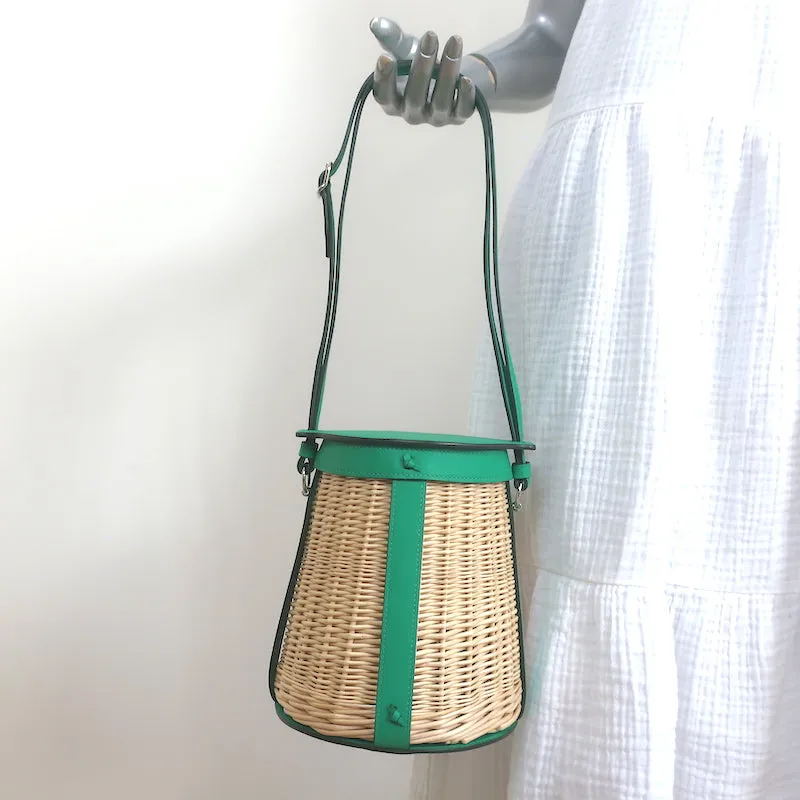 Hermes Farming Picnic Bag Osier Wicker & Menthe Swift Leather NEW