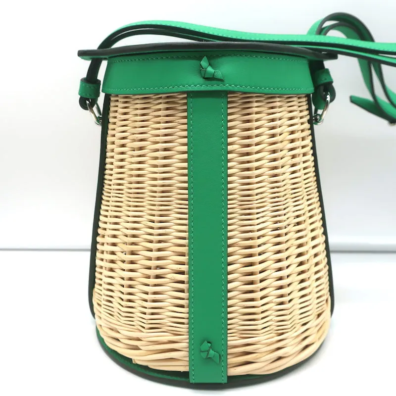 Hermes Farming Picnic Bag Osier Wicker & Menthe Swift Leather NEW