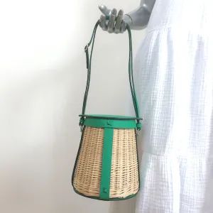 Hermes Farming Picnic Bag Osier Wicker & Menthe Swift Leather NEW