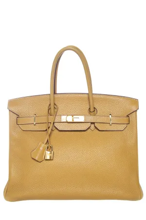 Hermès 2014 Curry Clemence Birkin 35 W/ Gold HW