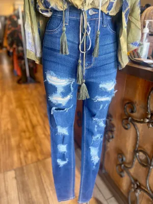 High Rise Distressed Skinny