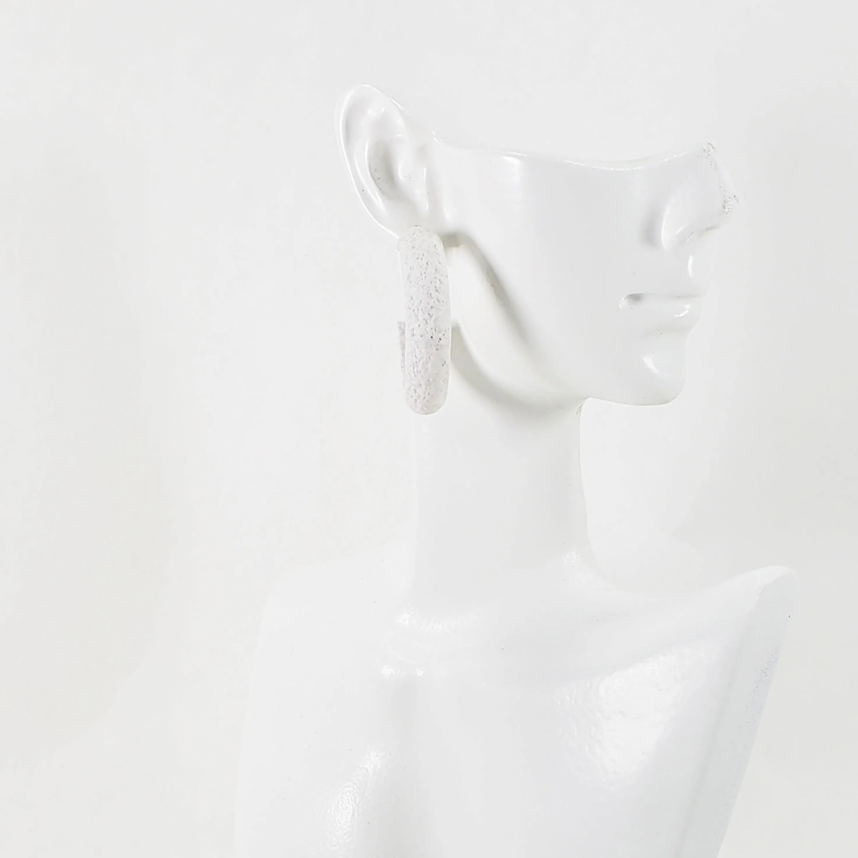 Hoop Earrings Medium - Sparkly White