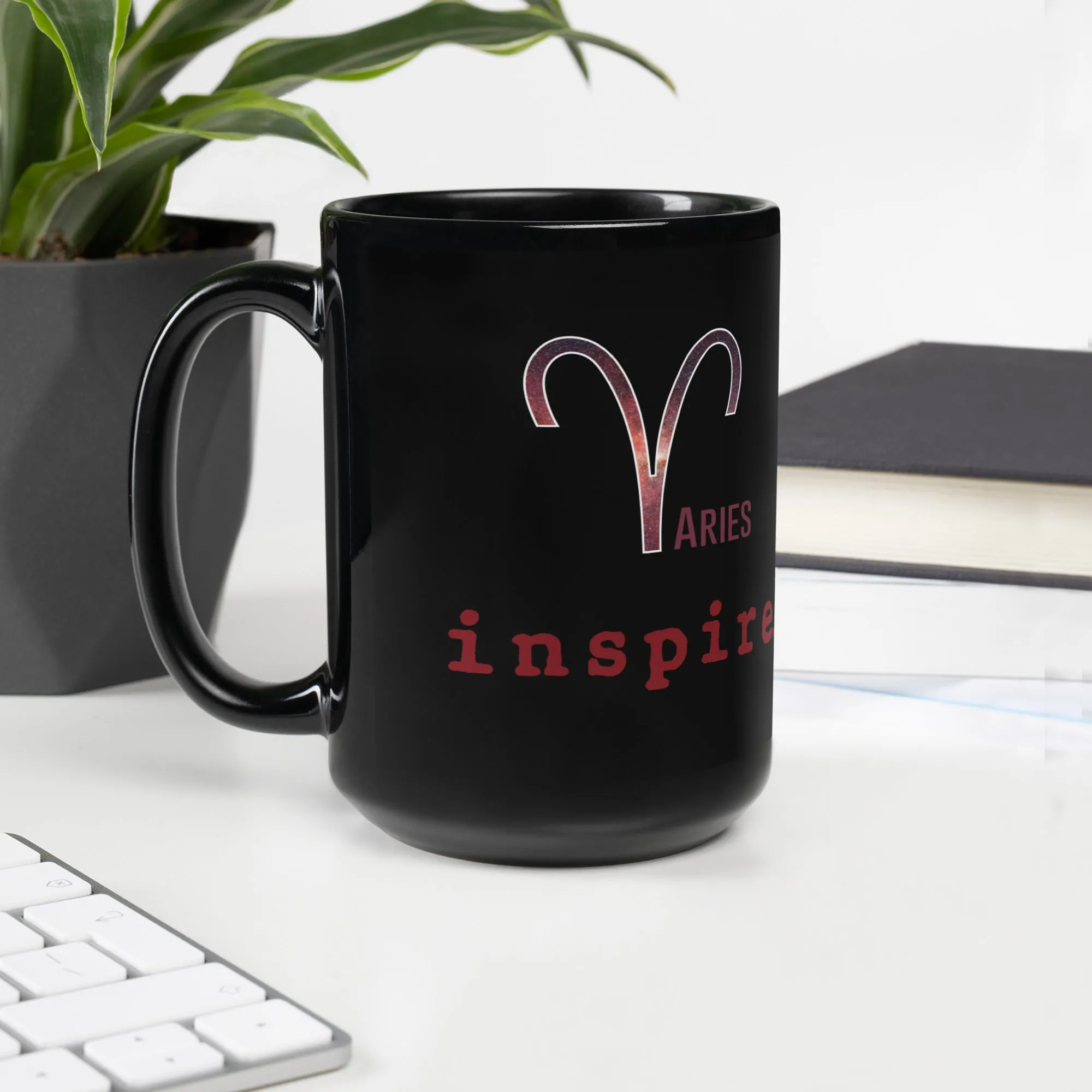 inspire Aries Black Glossy Mug