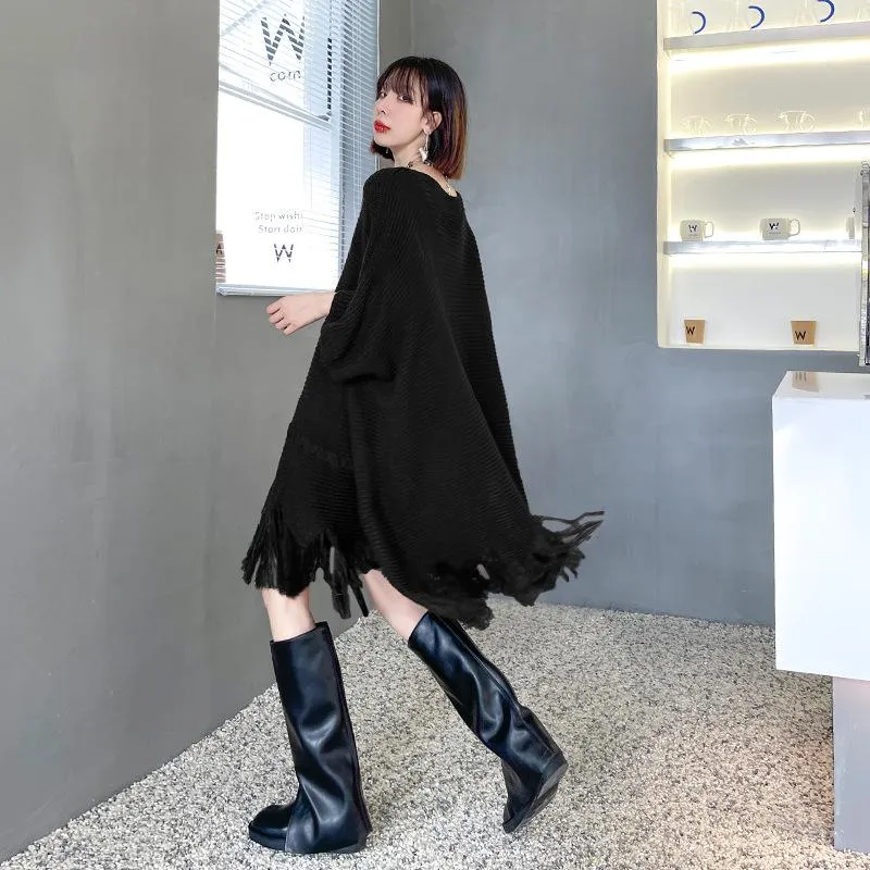 Irregular Women Batwing Casual Fall Short Knitting Dresses