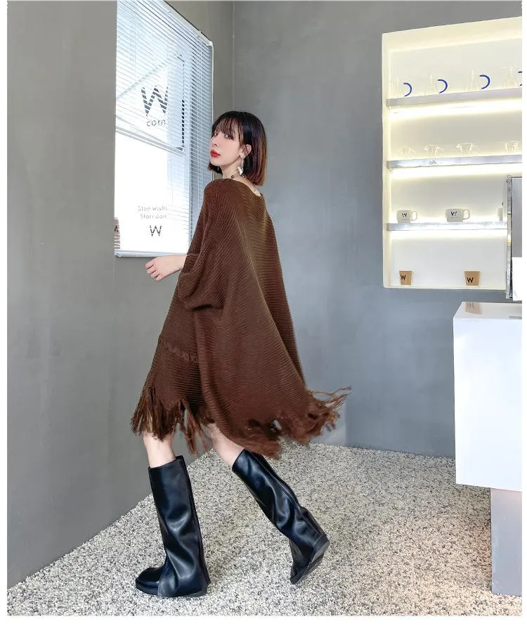 Irregular Women Batwing Casual Fall Short Knitting Dresses
