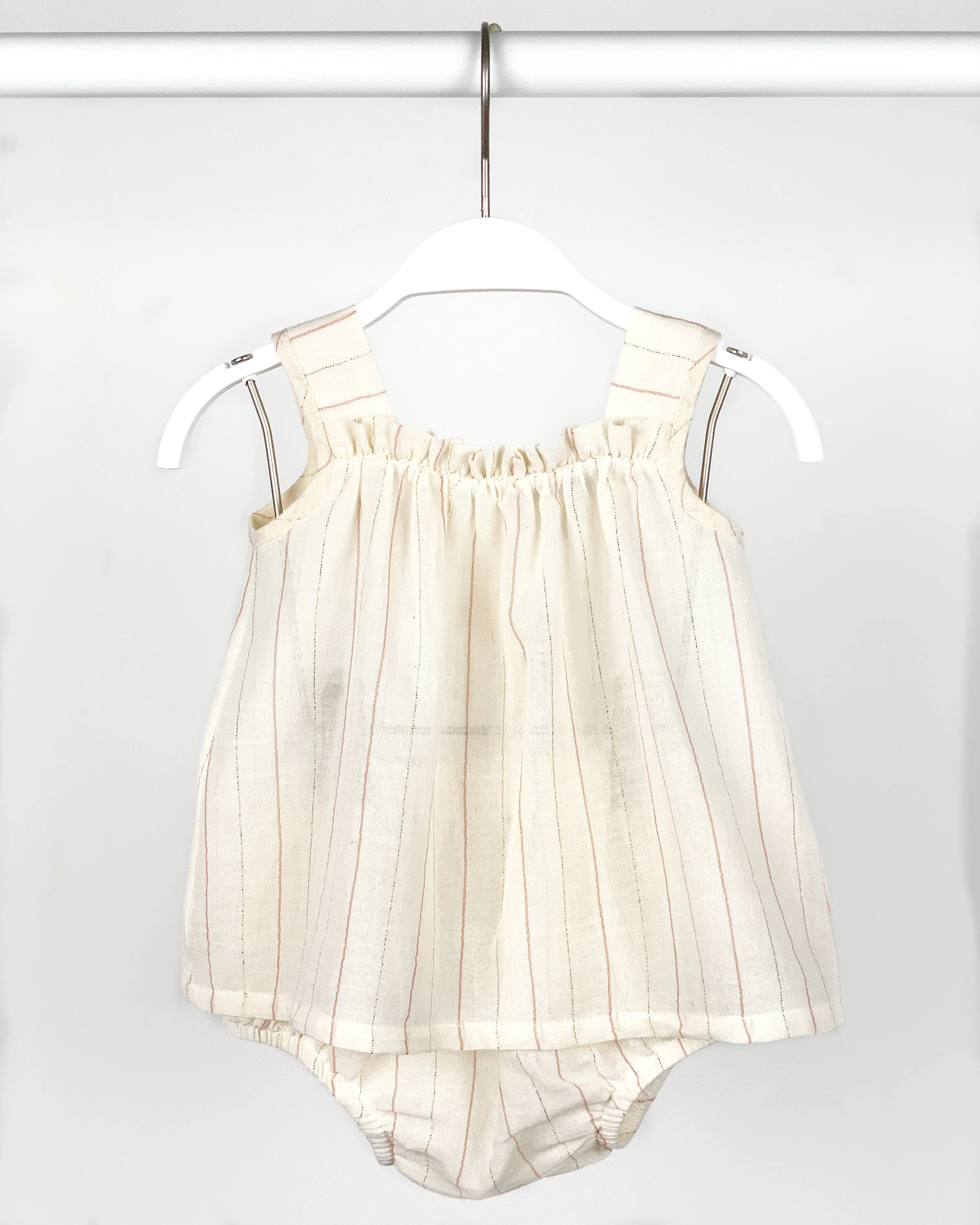 Ivory Sparkly Stripe Blouse & Bloomers
